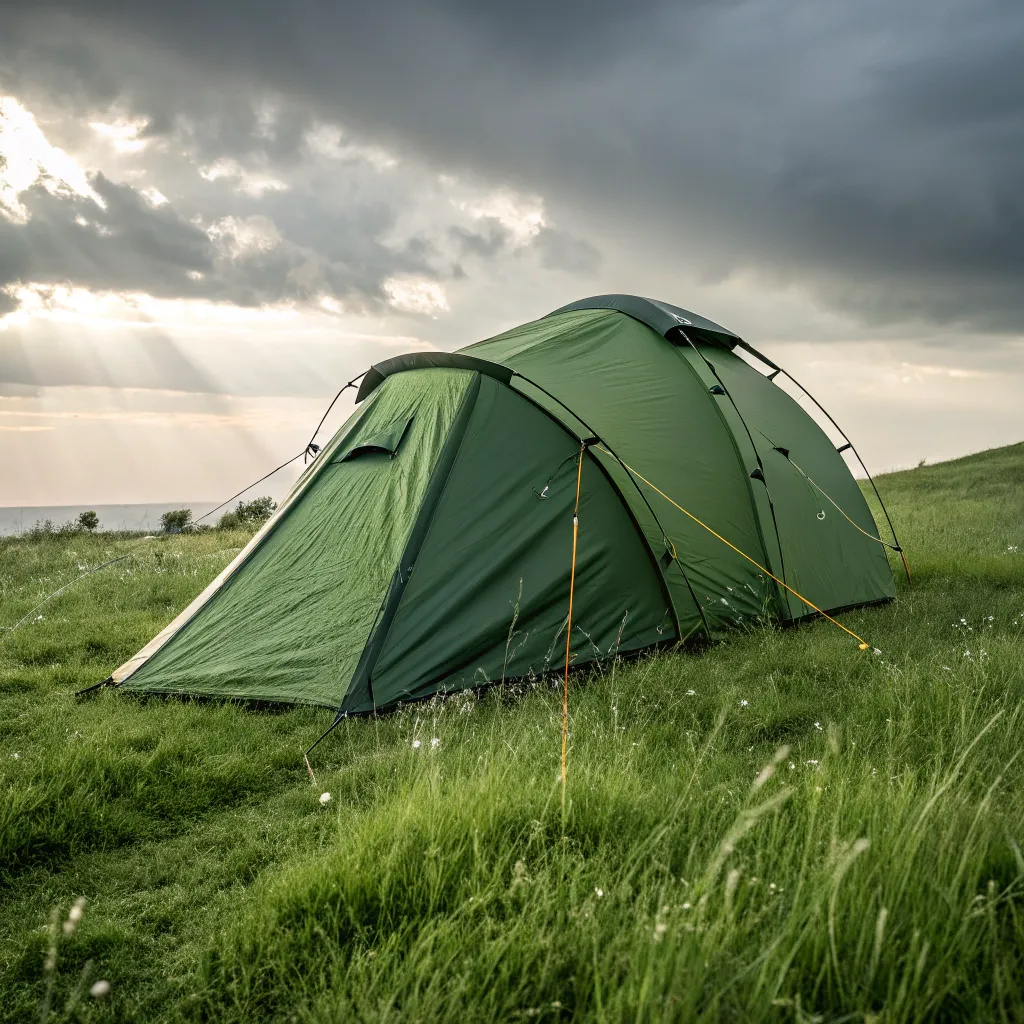Green camping tent